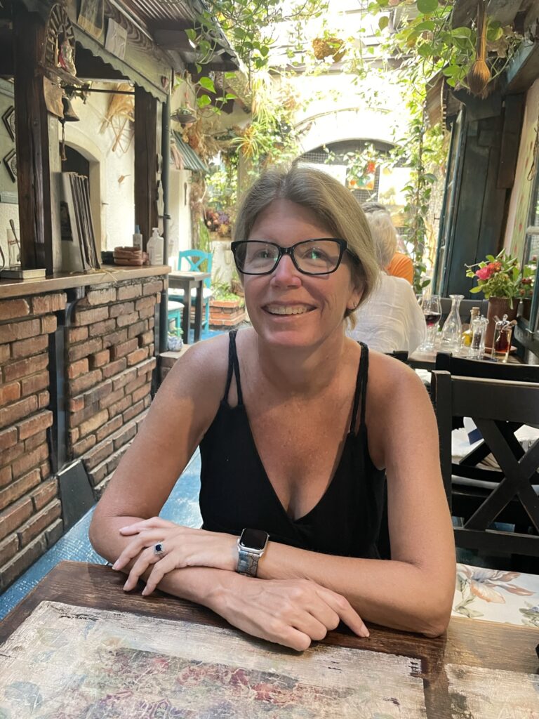 Sitting at table